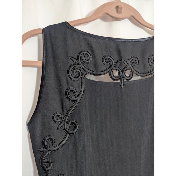 Vtg Reggio Black Embroidered Mesh Sleeveless Maxi Dress Size 8 M1 Formal Goth - Picture 6 of 6